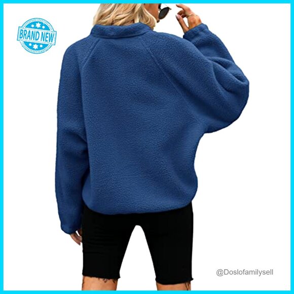 Fuzzy Sherpa Fleece Jacket Oversized Cropped Button Down Winter Outerwear - Picture 4 of 6